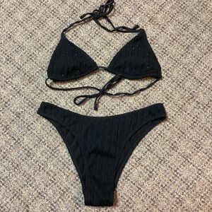 SHEIN Elegant Pattern Polka Dot Black White Bikini Set * Size Small